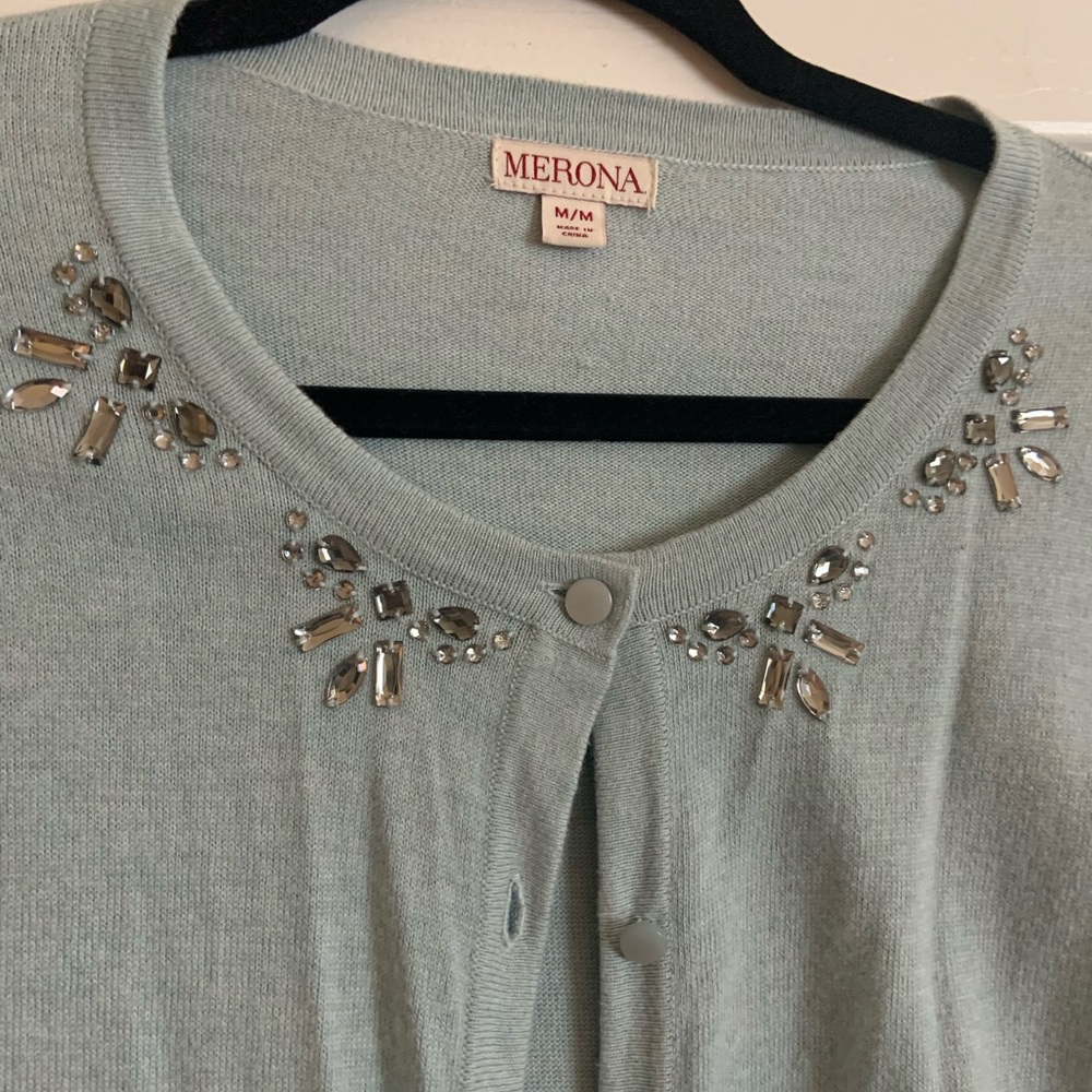 Light blue detailed cardigan